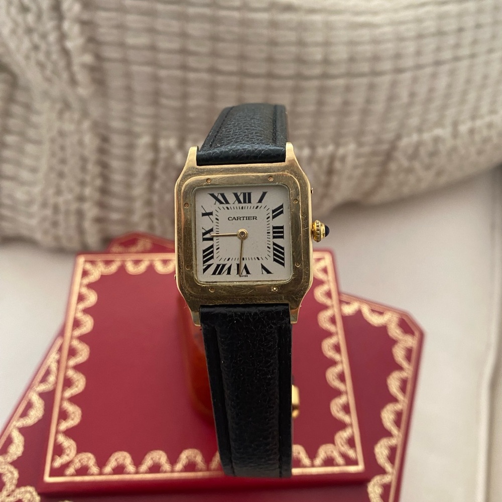 Cartier Gold and Brown Leather Watch